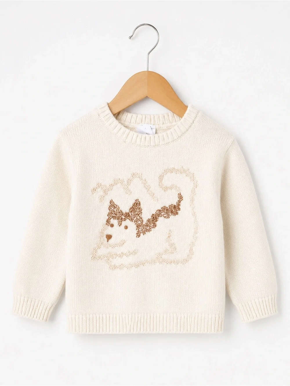 Carter's Baby 100% Cotton Cream Knit Sweater with Dog Graphic